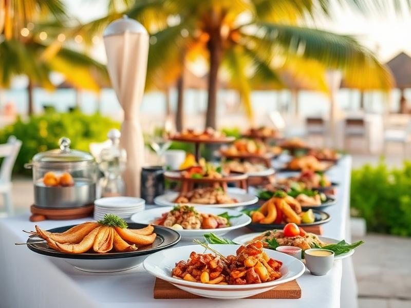 Warme gerechten klaargezet op een buffet
